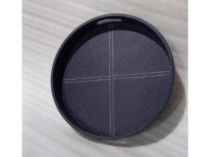 Blue Round Leather 15 Tray