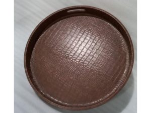 Brown Round Leather 18 Tray