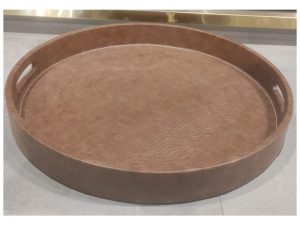 Brown Leather Tray 15 Inch