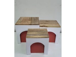 Wooden Red Mandir Riser
