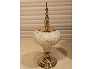 White Glass Gold Glazed Display