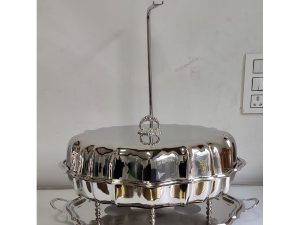 Oval Flower Cut Big SS Dish